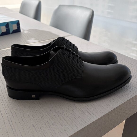 Louis Vuitton Two Tone Leather And Black Epi Leather Lace Up Derby Size 10